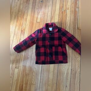 Joe Fresh Red and Black Plaid Pea Coat